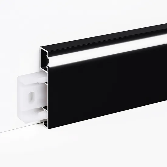 China Supplier Hot Selling 50*9.8mm Durable Aluminum LED Lighting Skirting Board Baseboards 