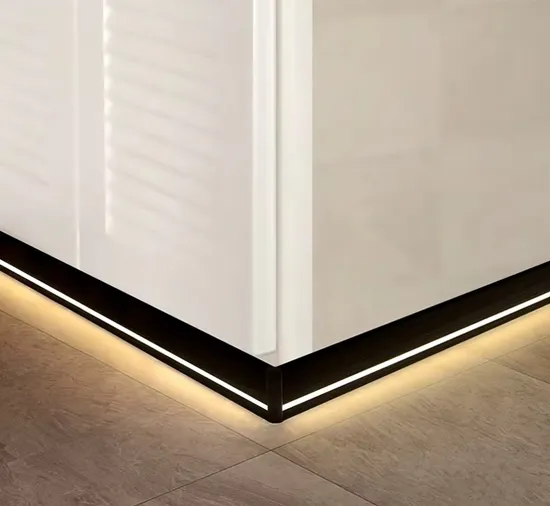 Simple Aluminium LED Profile Black White Baseboard Metal Aluminum Floor Skirting Board 