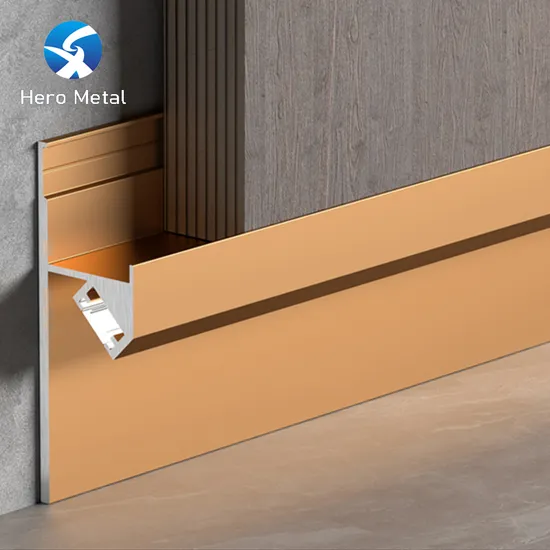 Aluminum Alloy LED Channel Baseboard Free Sample Tile Decoration Mould Accessories Wall Flooring Plinth Hero Metal Lighting Skirting Board 