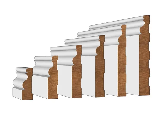 Interior Decor Wood Molding Paulownia/MDF/Pine Wood Baseboard Moulding Skirting Moulding 