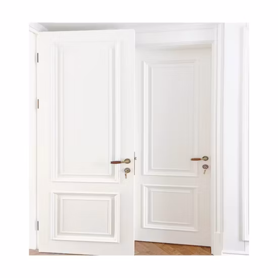 Foshan Wooden Internal Doors Factory Wholesale Simple Design Modern Interior Wood Double Bedroom Door with Glass